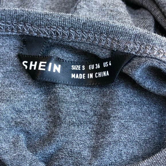 Shein Twist-Front Casual Top Long-Sleeve Scoop-Neck Gray Sz. S - Picture 2 of 7